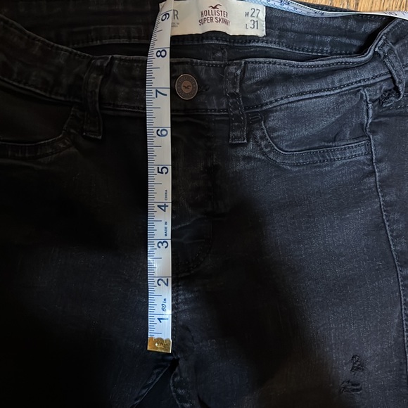 Hollister Destructed Super Skinny Black Stretch Jeans Jeggings 5R - Picture 12 of 13